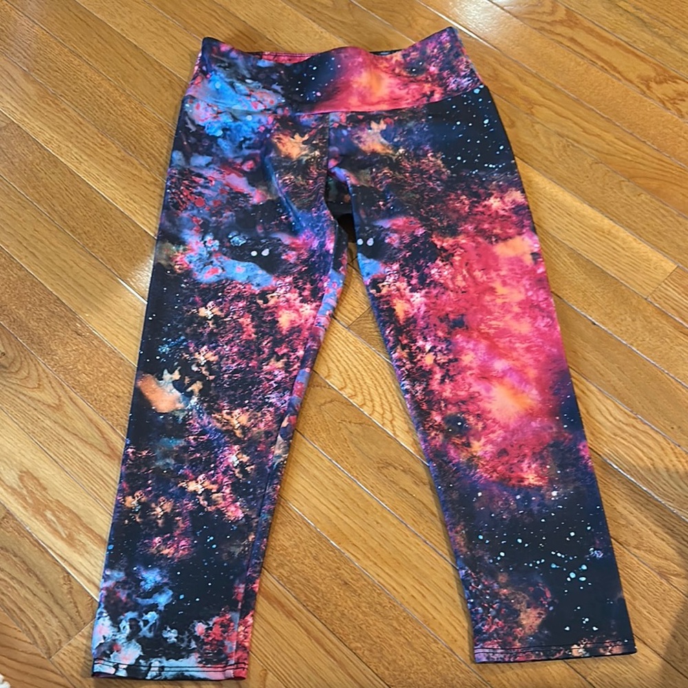 Onzie Pink and Black Galaxy Leggings